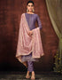 Traditional Function Wear Shimmer Organza Suit Collection Purple Shimmer Organza Pant Straight Front View